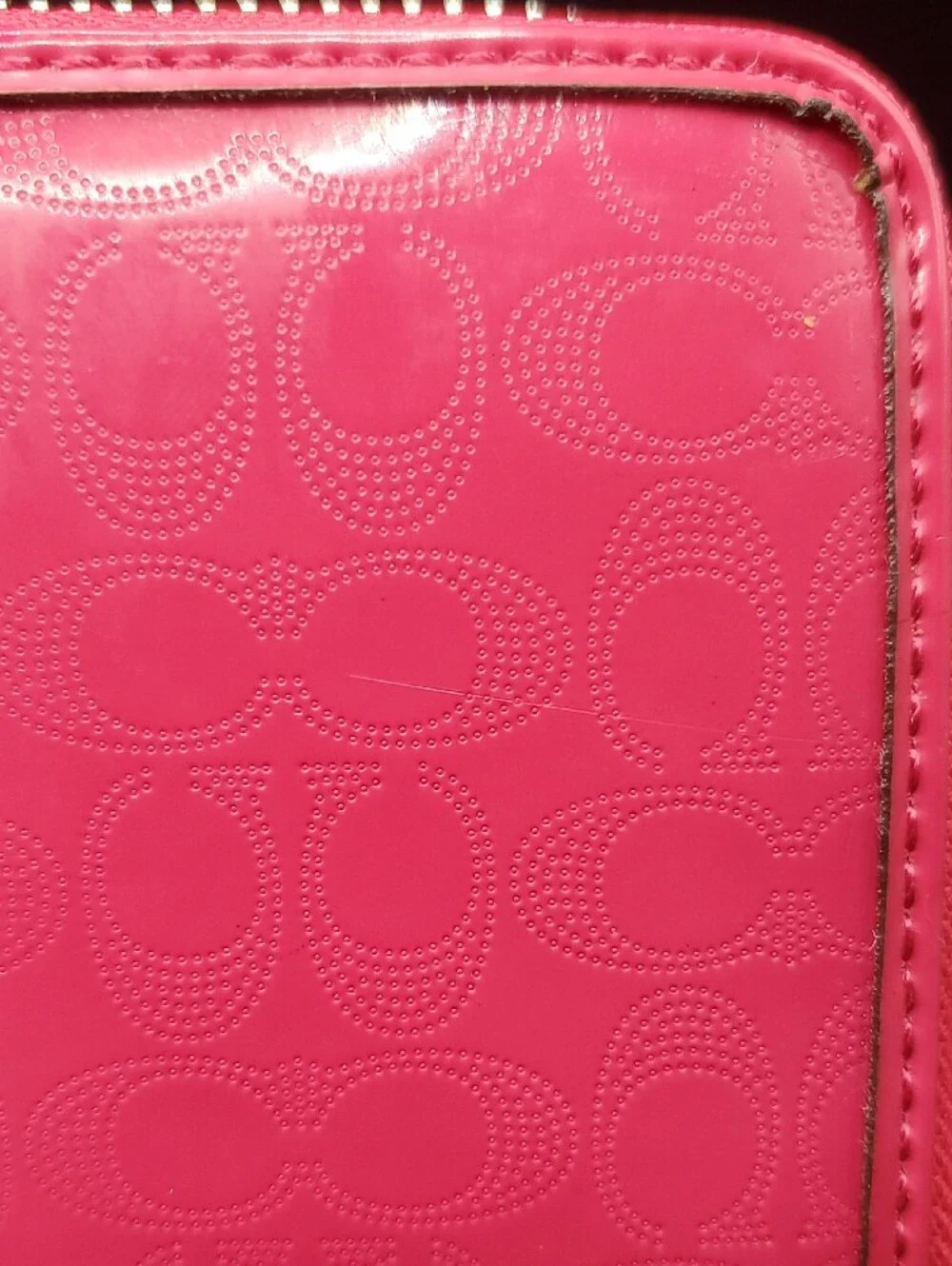 Coach Pink Signature Heart Zip Wallet